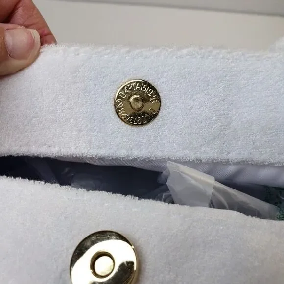 Stoney Clover Lane White Terry Cloth Tote Bag Embossed Beach Carry All 17x14 - Picture 5 of 11